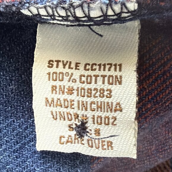 Vintage Havana small blue orange long sleeve button down flannel shirt shacket - Picture 11 of 12